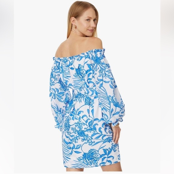 LILLY PULITZER JAMIELYNN OFF THE Shoulder Dress RESORT WHITE GLISTEN IN THE SUN - Picture 4 of 16